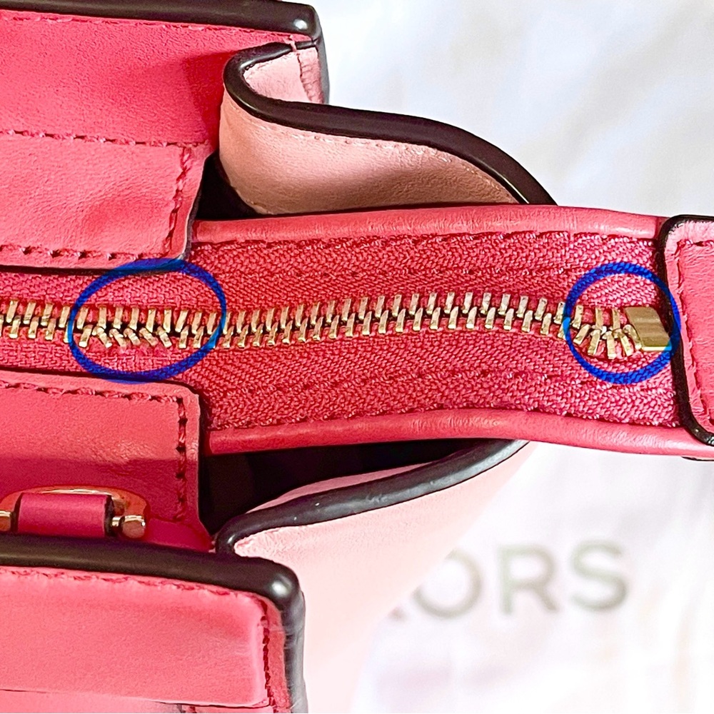 RARE MICHAEL KORS Colette Satchel Leather Large Color-Block Zip Closure - Picture 10 of 14